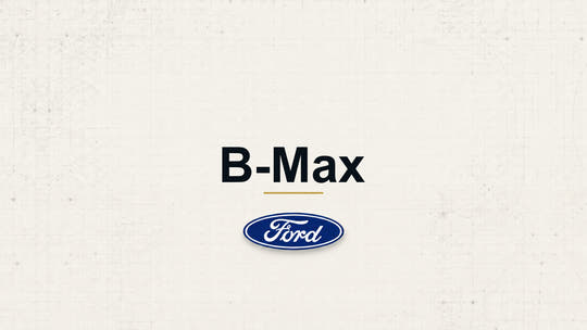 B-Max model name with Ford logo on a pale technical background