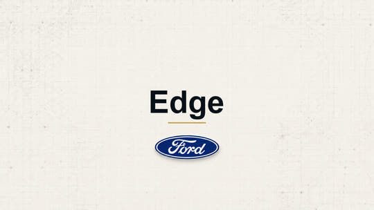 Edge model name with Ford logo on a pale technical background