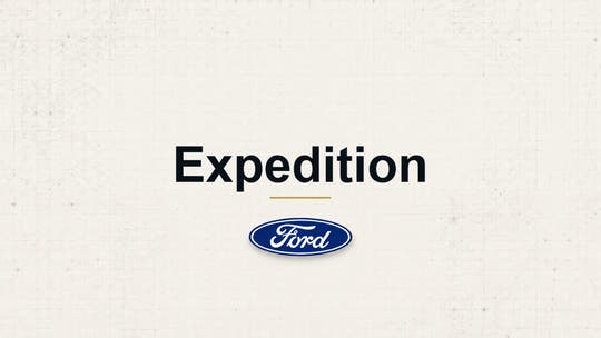 Expedition model name with Ford logo on a pale technical background