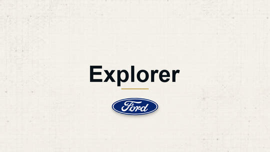 Explorer model name with Ford logo on a pale technical background