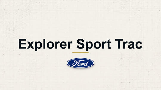 Ford Explorer Sport Trac model name and manufacturer logo on a pale technical background