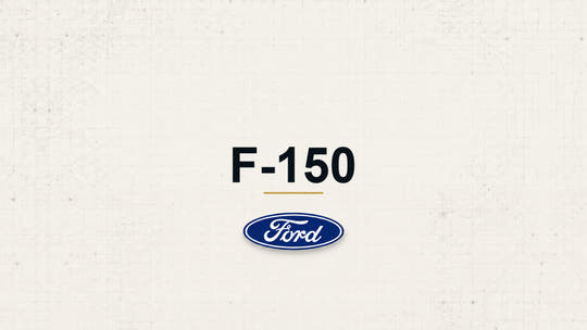 F-150 model name with Ford logo on a pale technical background