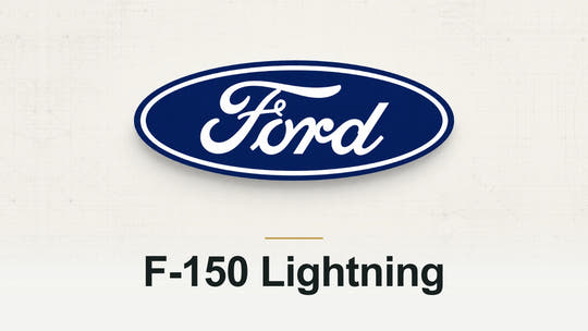 Ford logo and F-150 Lightning model name on a pale technical background