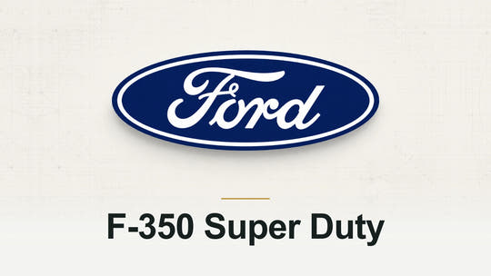 Ford logo and F-350 Super Duty model name on a pale technical background