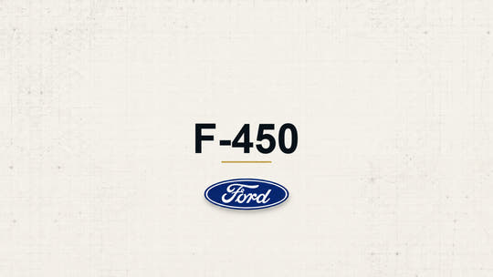 F-450 model name with Ford logo on a pale technical background