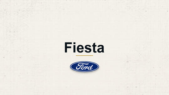 Fiesta model name with Ford logo on a pale technical background