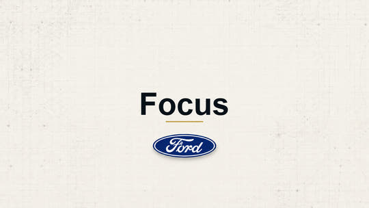 Focus model name with Ford logo on a pale technical background