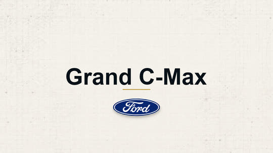 Grand C-Max model name with Ford logo on a pale technical background