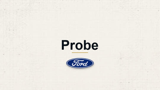 Probe model name with Ford logo on a pale technical background