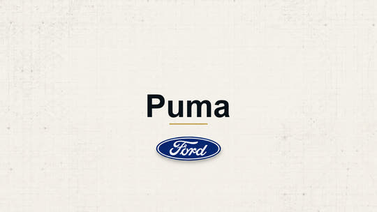 Puma model name with Ford logo on a pale technical background