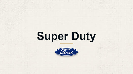 Super Duty model name with Ford logo on a pale technical background