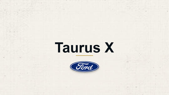 Ford Taurus X model name and manufacturer logo on a pale technical background