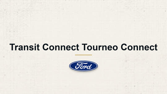 Transit Connect Tourneo Connect model name with Ford logo on a pale technical background