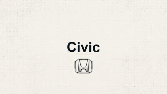 Honda Civic model name with Honda logo on a pale technical background