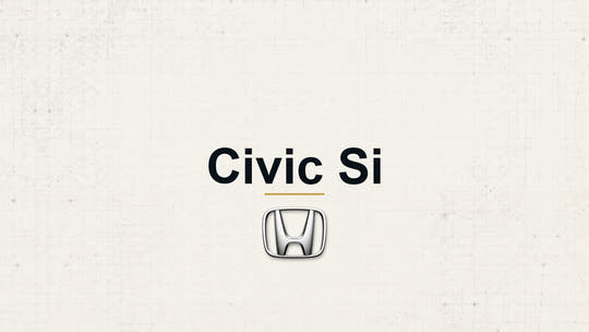 Honda Civic Si model name with Honda logo on a pale technical background