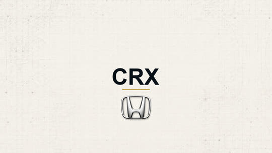 Honda CRX model name with Honda logo on a pale technical background