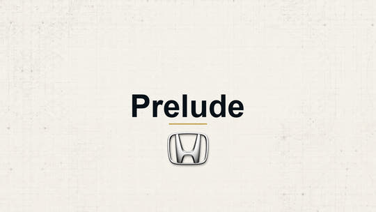 Honda Prelude model name with Honda logo on a pale technical background