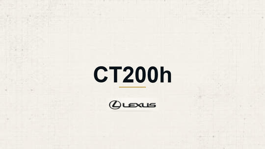 Lexus CT200h model name with Lexus logo on a pale technical background