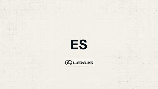 Lexus ES model name and manufacturer logo on a pale technical background
