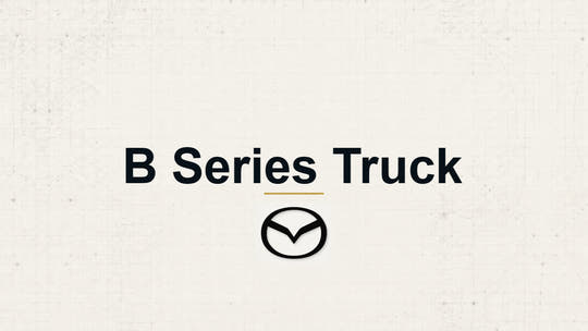 Mazda B Series Truck model name with Mazda logo on a pale technical background