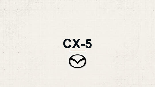 Mazda CX-5 model name with Mazda logo on a pale technical background