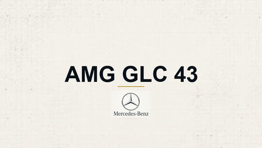 Mercedes-Benz AMG GLC 43 model name with Mercedes-Benz logo on a pale technical background