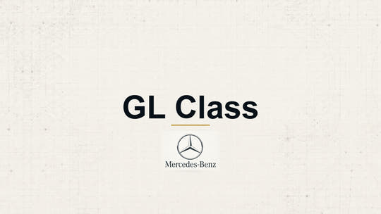Mercedes-Benz GL Class model name with Mercedes-Benz logo on a pale technical background