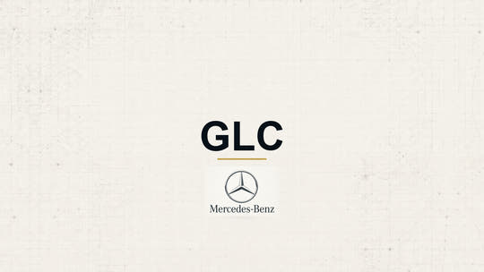 Mercedes-Benz GLC model name with Mercedes-Benz logo on a pale technical background
