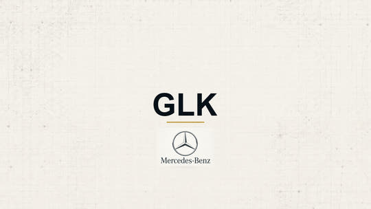 Mercedes-Benz GLK model name with Mercedes-Benz logo on a pale technical background