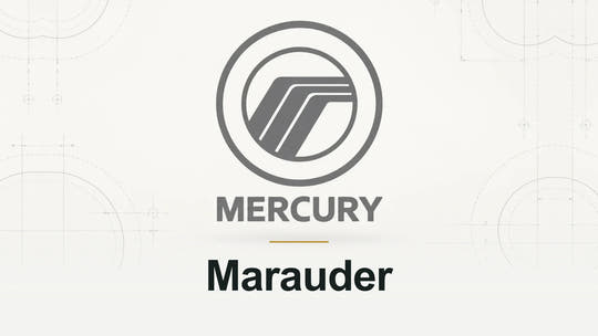 Mercury logo and Marauder model name on a pale technical background