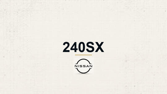 Nissan 240SX model name with Nissan logo on a pale technical background