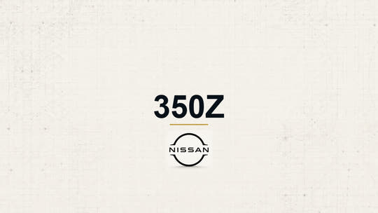 Nissan 350Z model name with Nissan logo on a pale technical background