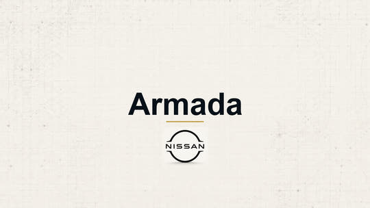 Nissan Armada model name with Nissan logo on a pale technical background