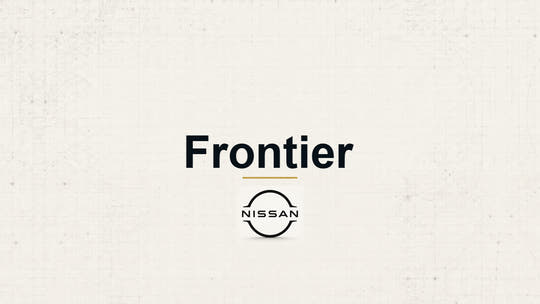 Nissan Frontier model name with Nissan logo on a pale technical background