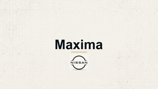 Nissan Maxima model name with Nissan logo on a pale technical background