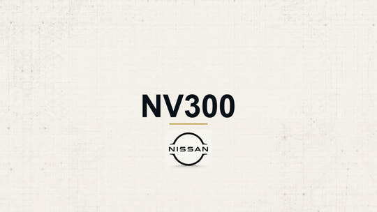 Nissan NV300 model name with Nissan logo on a pale technical background