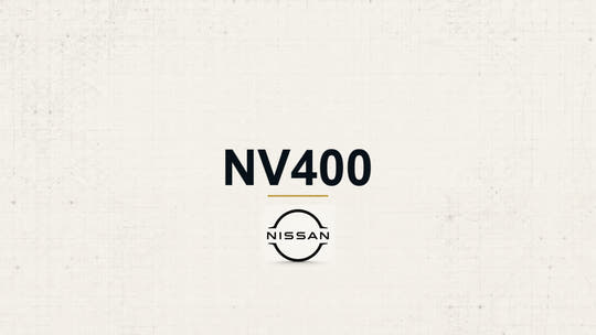 Nissan NV400 model name with Nissan logo on a pale technical background
