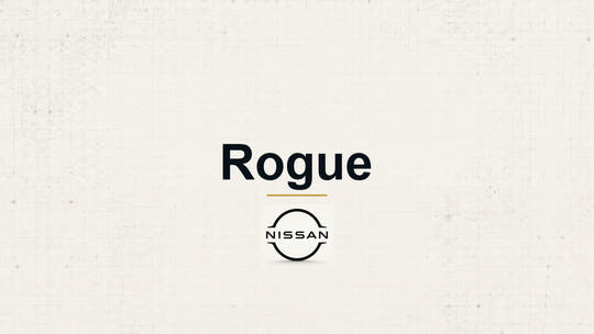 Nissan Rogue model name and manufacturer logo on a pale technical background