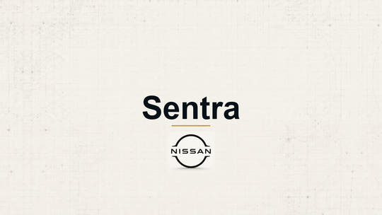 Nissan Sentra model name with Nissan logo on a pale technical background