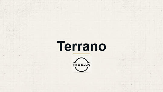 Nissan Terrano model name with Nissan logo on a pale technical background