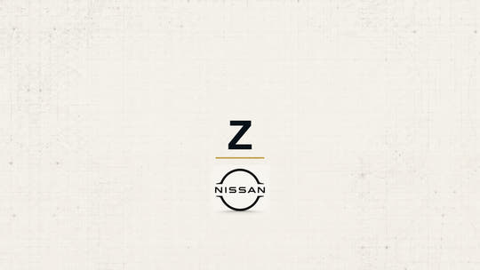 Nissan Z model name with Nissan logo on a pale technical background