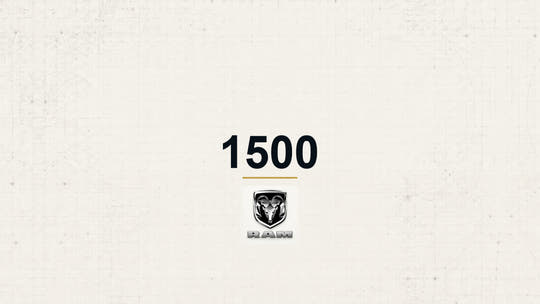 RAM 1500 model name with RAM logo on a pale technical background
