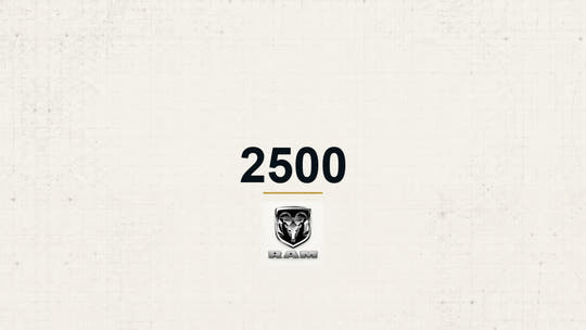 RAM 2500 model name with RAM logo on a pale technical background
