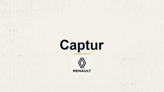 Renault Captur model name with Renault logo on a pale technical background