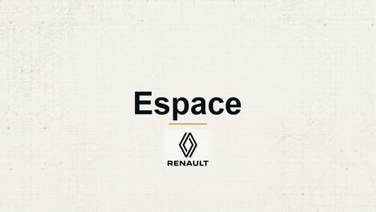 Renault Espace model name with Renault logo on a pale technical background