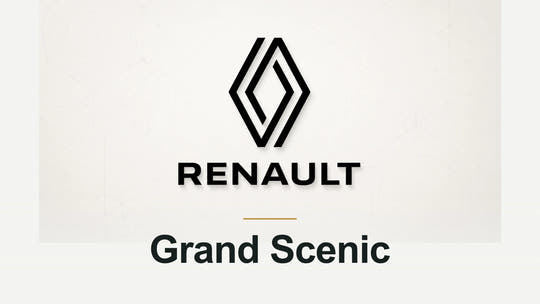 Renault logo and Grand Scenic model name on a pale technical background