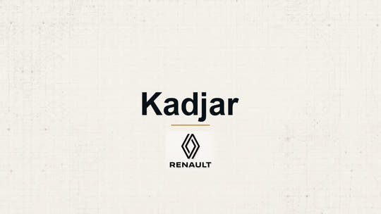 Renault Kadjar model name with Renault logo on a pale technical background