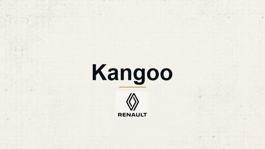 Renault Kangoo model name with Renault logo on a pale technical background