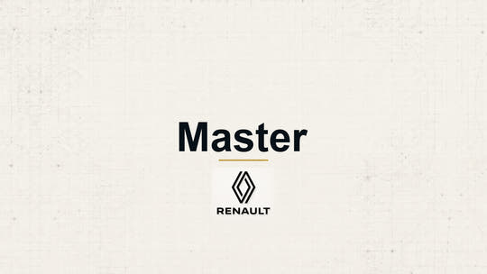 Renault Master model name with Renault logo on a pale technical background