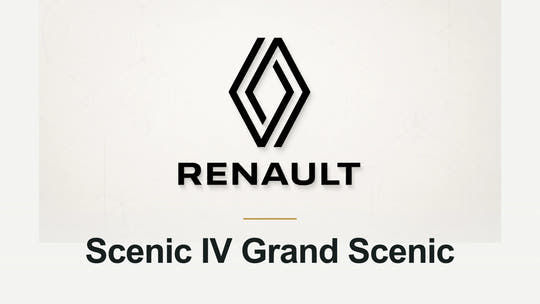 Renault logo and Scenic IV Grand Scenic model name on a pale technical background